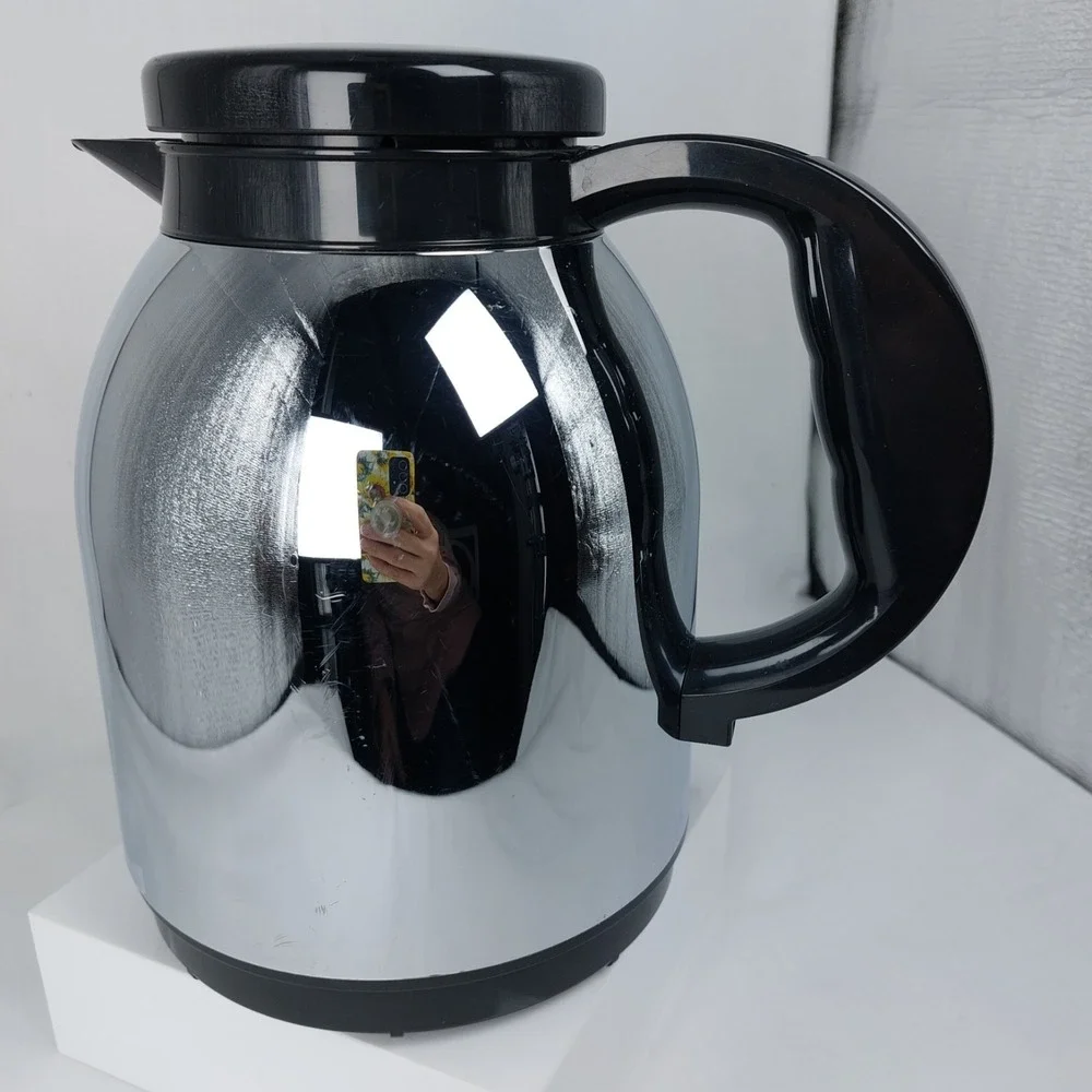 COFFEE POT REPLACEMENT Thermal Carafe Chrome 10–12 Cup Brew‎ & Pour Lid